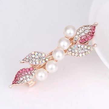 Cross hair clips-silver&pink strass