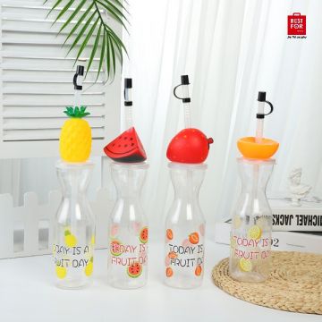  Fruit Plastic Bottle with Straw