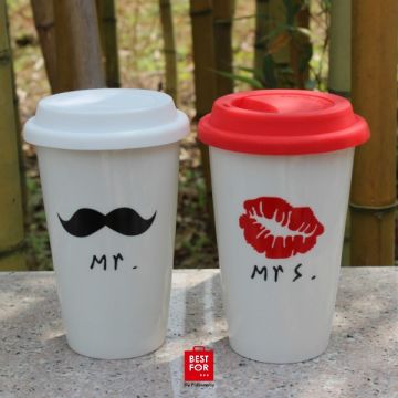 Ceramic Coffee Mug with Silicone Lid