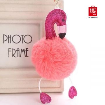 Fluffy Flamingo Keychain