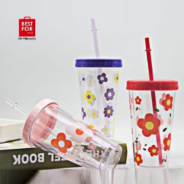 Flower Cup With Straw