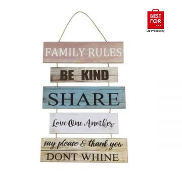 Family Rules Wooden Wall Hanging